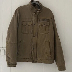 Levi's Jacket Mens Medium Military Utility Full Snap Zip Brown Lined Field Coat